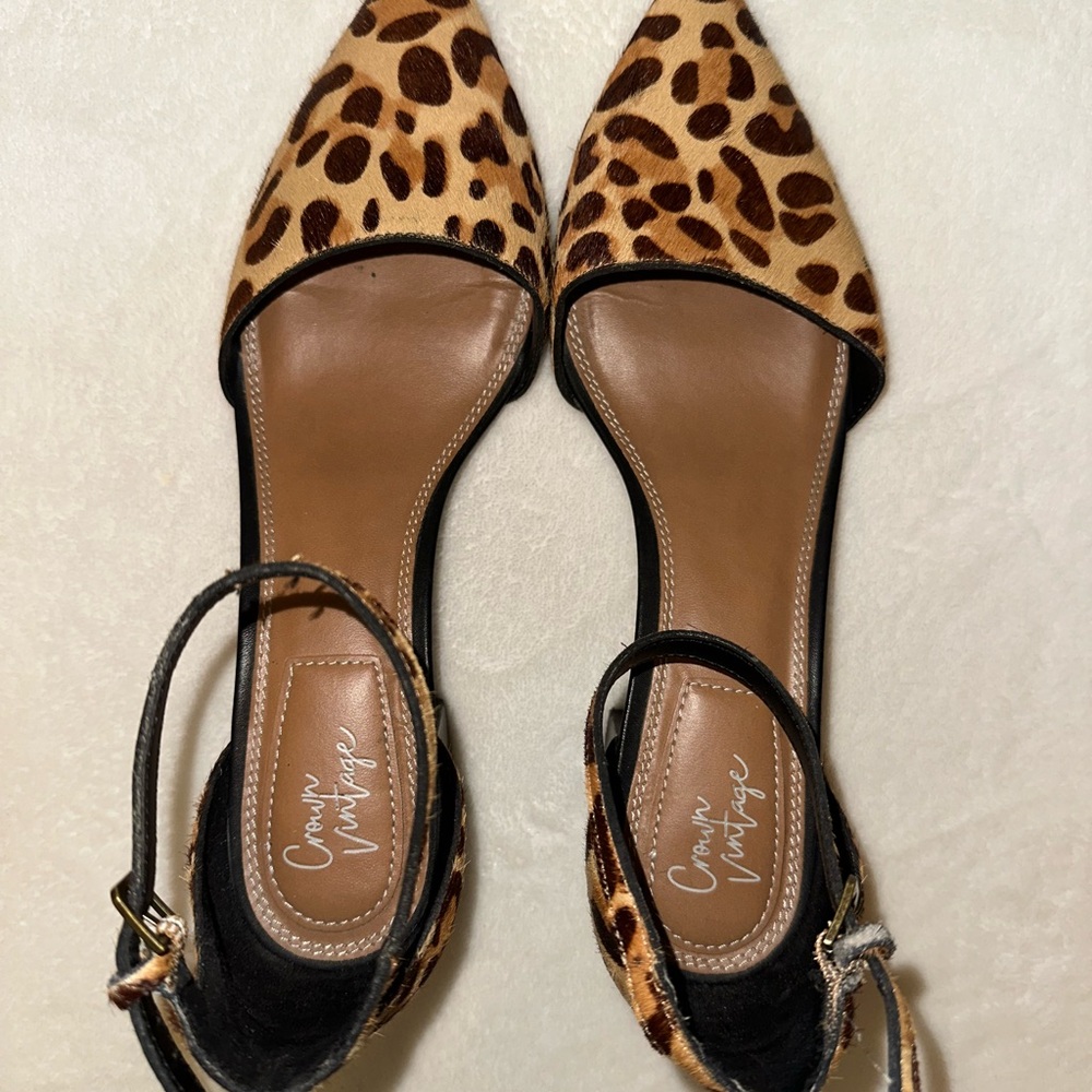 Crown Vintage Animal Print Heels faux fir sz 11 - Picture 5 of 7